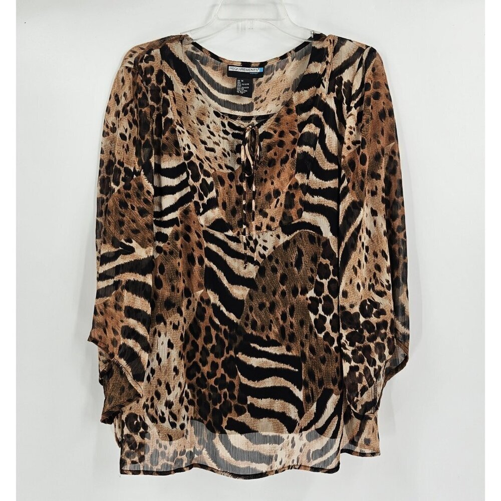 Requirements Woman 1X Animal Print Blouse Lined